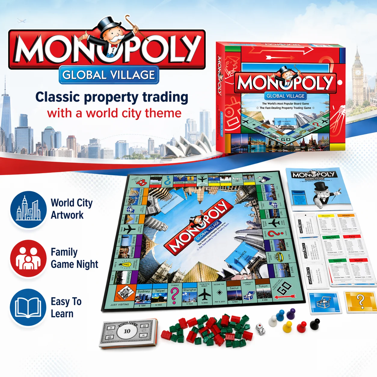 Juego de Mesa MONOPOLY GLOBAL  - Hasbro Game Monopoly reseña y precio